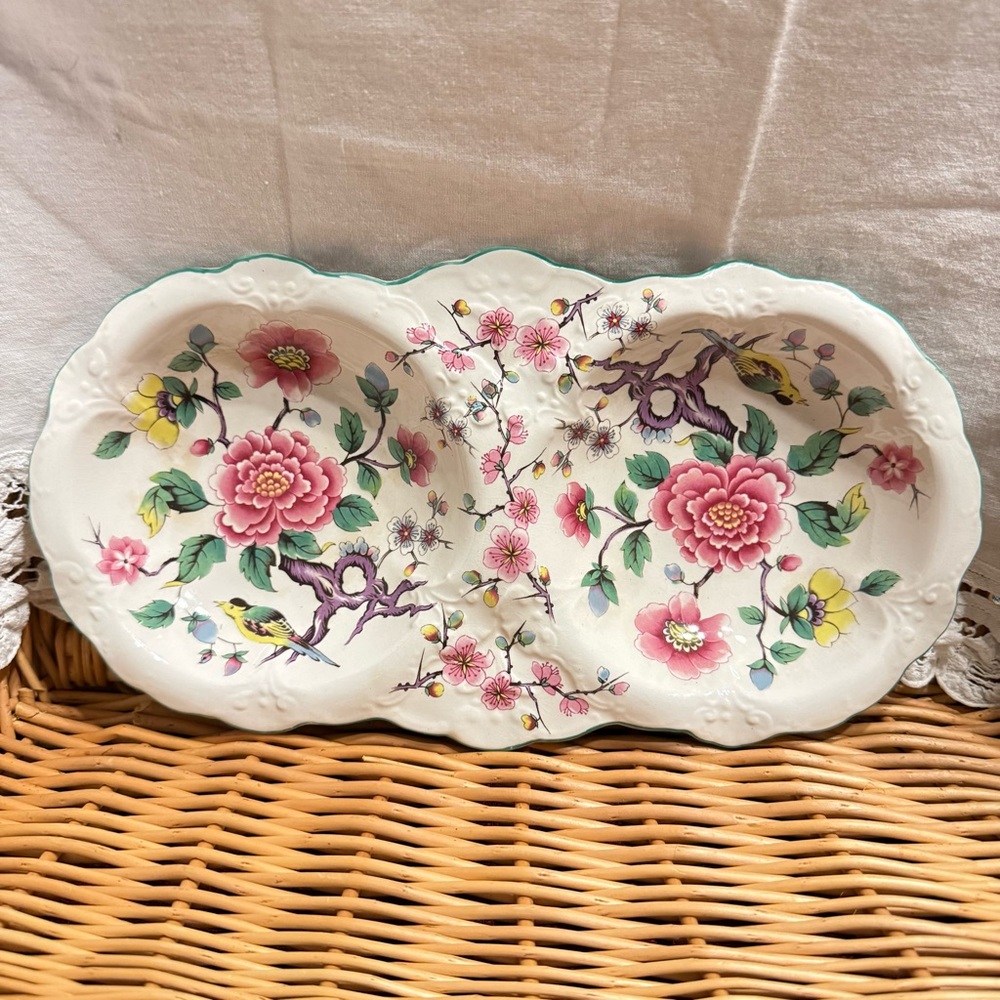 Vintage James Kent Old Foley CHINESE ROSE 12 inch Serving Dish England 1950s